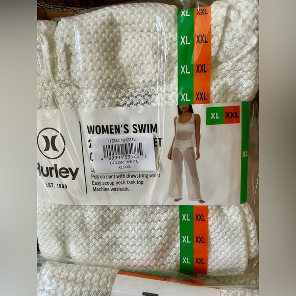 3 for $23 Hurley White Mesh Swim Cover-Up Set Tank & Pants Beach Cover-Up XL/XXL - Picture 2 of 10